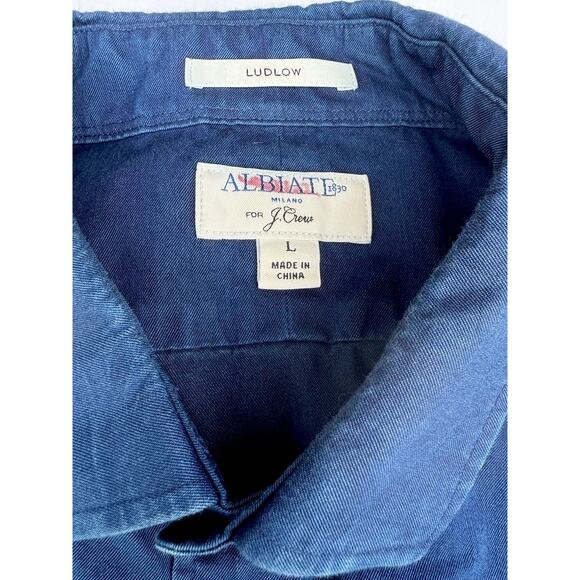 Albiate 1830 x J. Crew Ludlow Shirt - Large Navy Denim, Quiet Luxury Minimalist - Picture 6 of 9